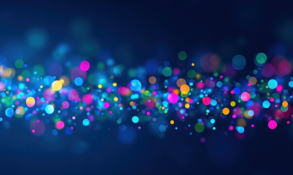 Vibrant colorful bokeh background with multiple colored glowing orbs in blue cyan pink yellow and green.