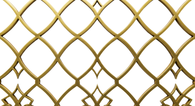 Ornate Golden Grille: An elegant, repeating pattern of intricate golden grillwork. The design creates a captivating visual texture and embodies luxury and refinement. 