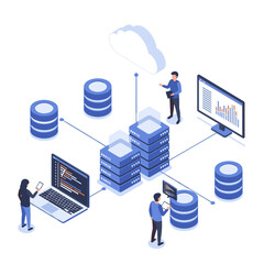 Illustrating a scalable cloud computing infrastructure with interconnected data storage and analytical tools.