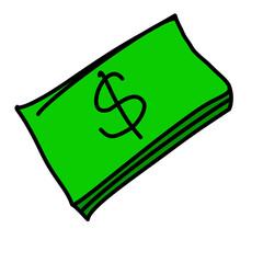 Hand-Drawn Colored Money Note Drawing Doodle