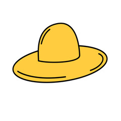 Hand-Drawn Colored Summer Hat Drawing Doodle