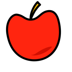 Hand-Drawn Colored Red Apple Drawing Doodle