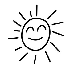 Hand-Drawn Happy Smling Sun Doodle