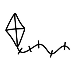 Hand-Drawn Flying Kite Doodle