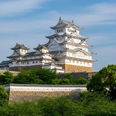 Stunning Japanese Castle in Sunny Day.