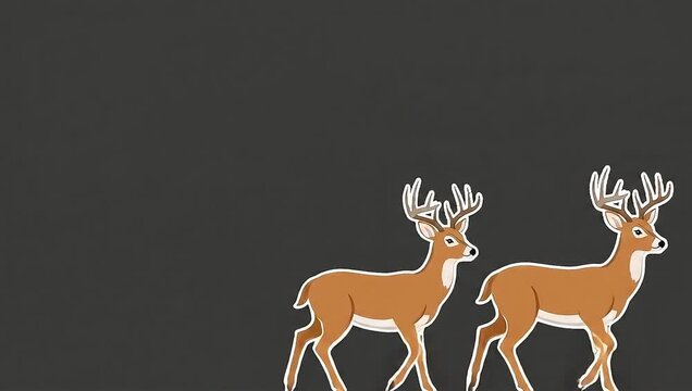 Two Animated Brown Deer Bucks Walking in a Loop.