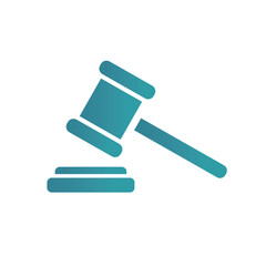 Minimalist Gavel and Sound Block Flat Vector Icon for Law and Justice