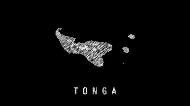 Tonga animated scribble map sketch drawing on black background