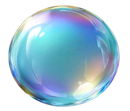 Round soap bubble, iridescent colors