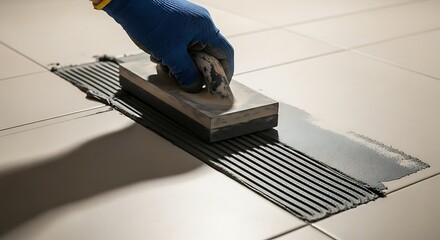 Tile Grouting - Applying Grout with a Float for Smooth Finish.