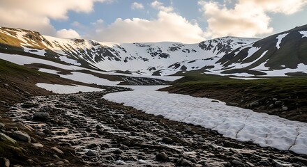 Mountainous Snow-Covered Landscape.