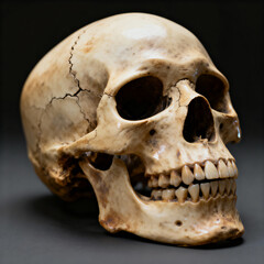 Obraz premium Detailed Human Skull on Dark Background for Anatomy Study