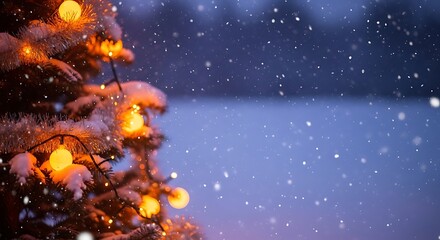 Snowy Christmas Tree Lights.