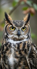 Great Horned Owl Portrait.
