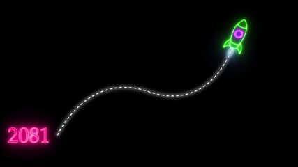 Upcoming new year 2081 to 2082 new year, next period, plan presentation progress report rocket, startup strategy success symbol future glow goal graphic growth icon business plans..