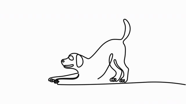 Continuous line drawing dog, minimalist pet illustration, black line art, white background