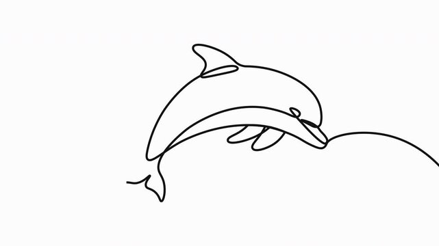 Minimalist dolphin line art, simple animal illustration, black line drawing, marine wildlife