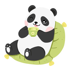 Cute watercolor illustration of a panda sitting and eating bamboo. Soft pastel colors, cozy and whimsical style, perfect for children’s books, greeting cards, or social media content.