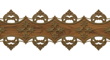 Ornate Wood Trim: Exquisite craftsmanship is evident in a detailed strip of decorative wood trim, showcasing intricate patterns and textures with a touch of elegance.