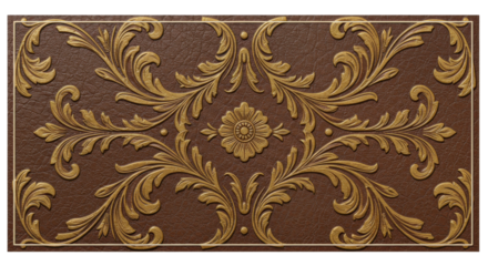 Elegant Ornamentation: A stunning, ornate design, meticulously crafted with gold accents on a rich brown background. It embodies the essence of classical beauty and timeless sophistication.