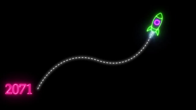 Upcoming new year 2071 to 2072 new year, next period, plan presentation progress report rocket, startup strategy success symbol future glow goal graphic growth icon business plans..