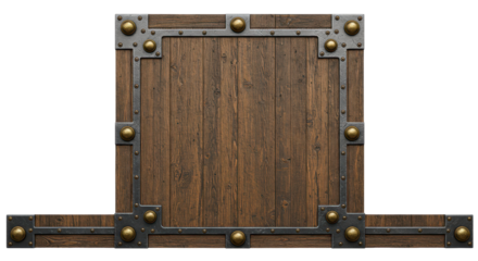 Wooden Board with Metal Frame: The board is crafted from dark wooden planks and framed with ornate metal. The rustic charm and sturdy construction evoke a sense of tradition and timeless design.