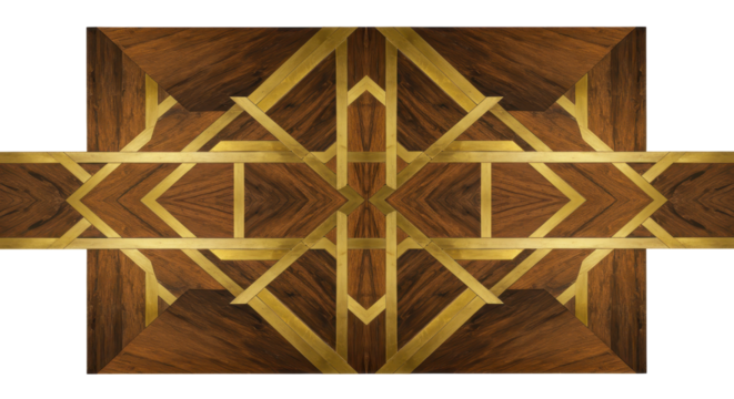 Geometric Wood Design: A close-up showcases an intricate geometric design meticulously crafted from wood, revealing a harmonious interplay of shapes, textures, and patterns.