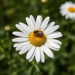 White Daisy with Bee.
