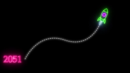 Upcoming new year 2051 to 2052 new year, next period, plan presentation progress report rocket, startup strategy success symbol future glow goal graphic growth icon business plans..