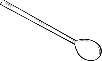 Hand drawn black and white teaspoon vector illustration