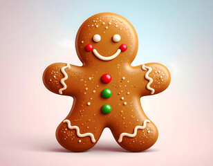 Naklejka premium Cheerful Gingerbread Man Christmas Cookie