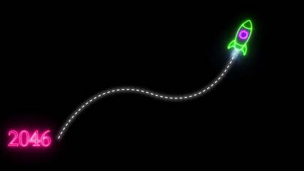 Upcoming new year 2046 to 2047 new year, next period, plan presentation progress report rocket, startup strategy success symbol future glow goal graphic growth icon business plans..