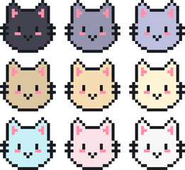 Fototapeta premium pixel illustration of cat icon set