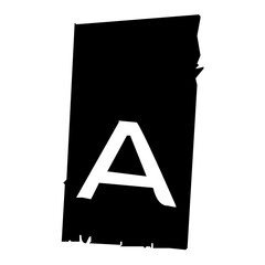 Letter A Grunge Typography - Distressed Capital Alphabet Character Bold Vintage Font Textured Monogram Design Weathered Rustic Letterform Black Graphic Element for Logo Brand Initial Vector Illustrati