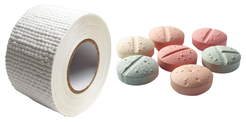 Medical Adhesive Tape and Pharmaceutical Tablets – Healthcare Supplies for Medical Blogs and Pharmaceutical Presentations