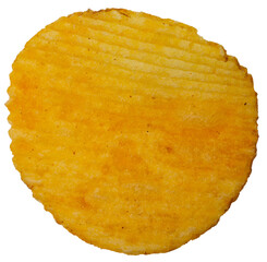 Isolated one ribbed potato chips on a white background