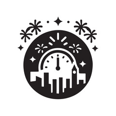 new year eve vector silhouette clip art logo design illustration. Abstract eve icon collections