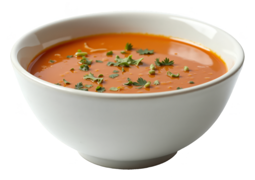 Creamy Tomato Soup – Gourmet Culinary Presentation with Fresh Herb Garnish for Cookbook and Food Blog Styling