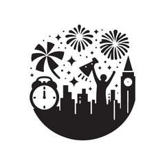 Obraz premium new year eve vector silhouette clip art logo design illustration. Abstract eve icon collections