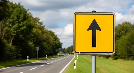 One Way Street Sign on Road.