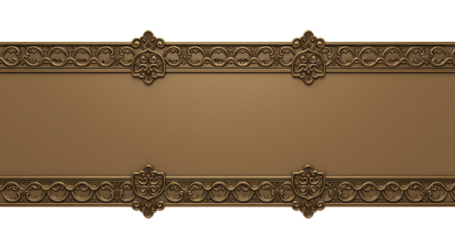 Elegant Brown Ornament: An ornate rectangular brown ornament, decorated with classical patterns and symmetrical details, provides a sense of sophistication and artistic expression.