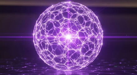 Abstract Purple Energy Sphere with Luminous Center and Connections.