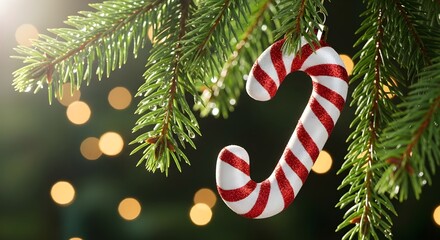 Close-Up of a Symmetrical Red and White Candy Cane