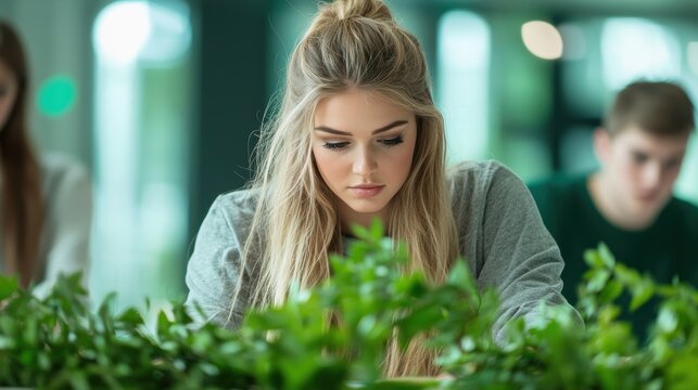 Leadership in education with students learning about sustainability in an interactive workshop. - Powered by Adobe