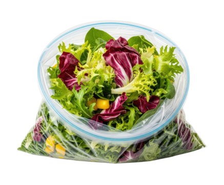 Salad in a bag transparent background cutout png