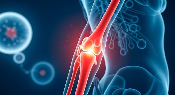 Knee Joint Pain and Inflammation - A Medical Illustration.
