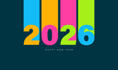 Colorful Happy New Year 2026 Design with Multicolor Numbers on Dark Background