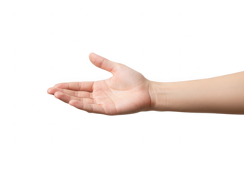 Open hand reaching out isolated on transparent background