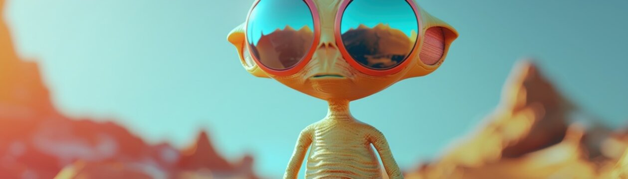 3D render iconA clay character on a mission to make first contact with an alien species 3d business icon