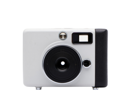 White vintage camera isolated on transparent background
